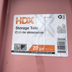 Lot 616: HDX Storage Tote, 20 gallon, pink, Made in USA