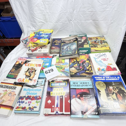 Lot 629: Vintage 1980s IBM/PC big-box software lot: Carmen Sandiego, Defender of the Crown, Temple of Apshai Trilogy, Hitchhiker's Guide, Card Sharks, 20+ titles