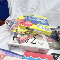 Lot 629: Vintage 1980s IBM/PC big-box software lot: Carmen Sandiego, Defender of the Crown, Temple of Apshai Trilogy, Hitchhiker's Guide, Card Sharks, 20+ titles