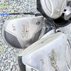 Lot 633: Slazenger cart golf bag with mixed iron set, Ben Hogan Radial & AFC wedges, headcovers, towel and ball