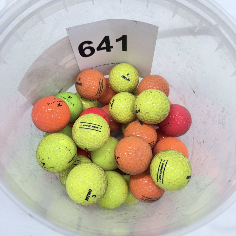 Lot 641: Bucket of mixed used golf balls, Nitro "Ultimate Dist" & Top Flite (approx. 24 balls)