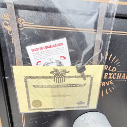 Lot 659: "World Monetary Exchange Reserve" Safe With Keys and Code