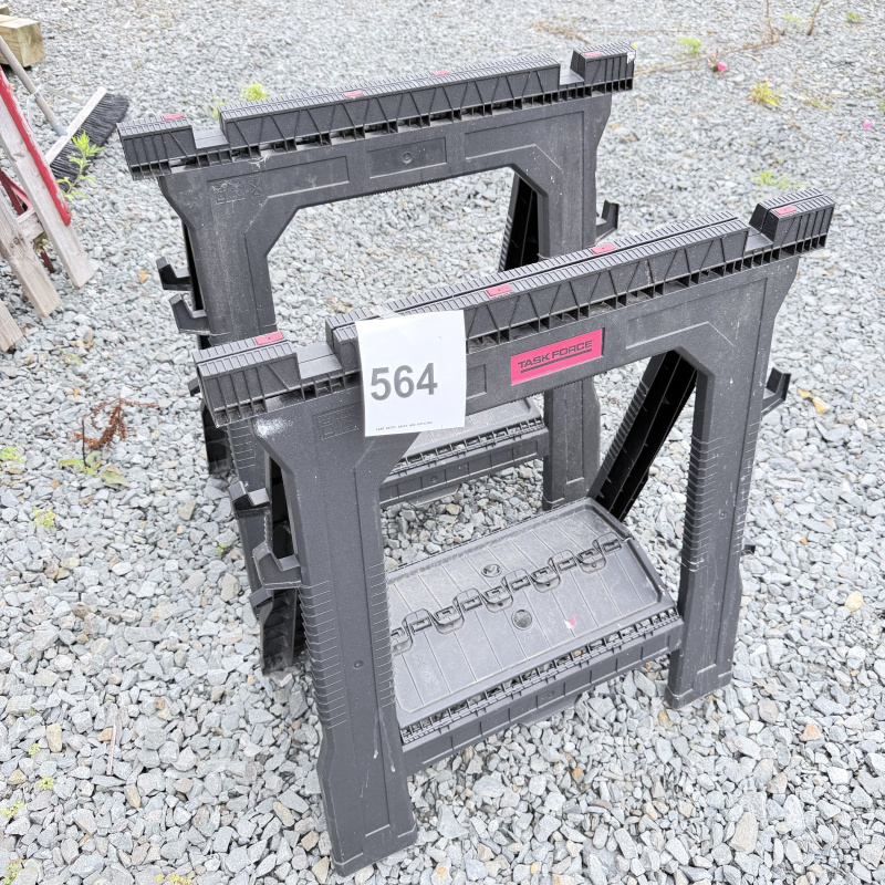 Lot 564: Task Force plastic folding sawhorses, pair