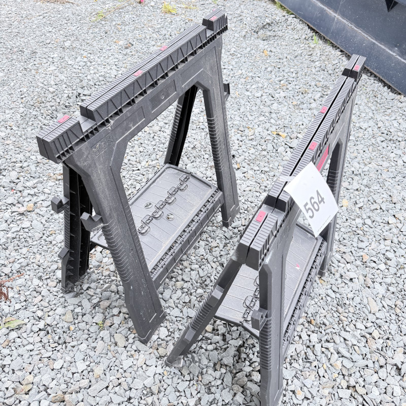 Lot 564: Task Force plastic folding sawhorses, pair